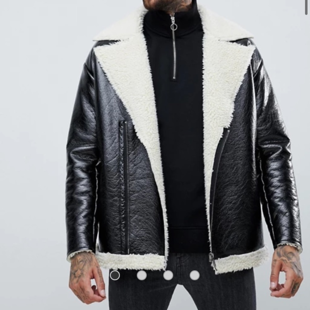 ASOS DESIGN oversized faux shearling in vinyl - Picture 3 of 7